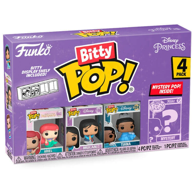 Bitty Pop! Disney Princess 4 Pack - Ariel, Mulan, Tiana And Mystery Bitty 3 Bitty Pop! Disney Princess 4 Pack - Ariel, Mulan, Tiana And Mystery Bitty
